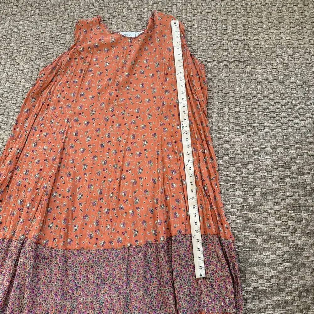 Vintage Olivia floral orange tropical maxi dress Miu Miu style women’s size 1x - Picture 9 of 11